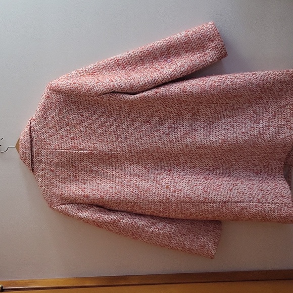 J. Crew Daphne Top Coat Italian Tweed Guava Pink Size 12 - Picture 6 of 11
